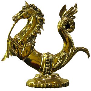 Ornamento laterale per gondola in ottone lucidato